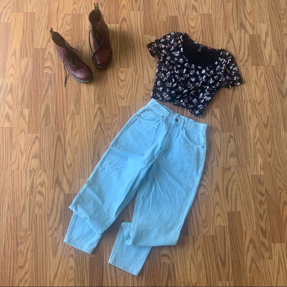 Velvet Floral Crop Top